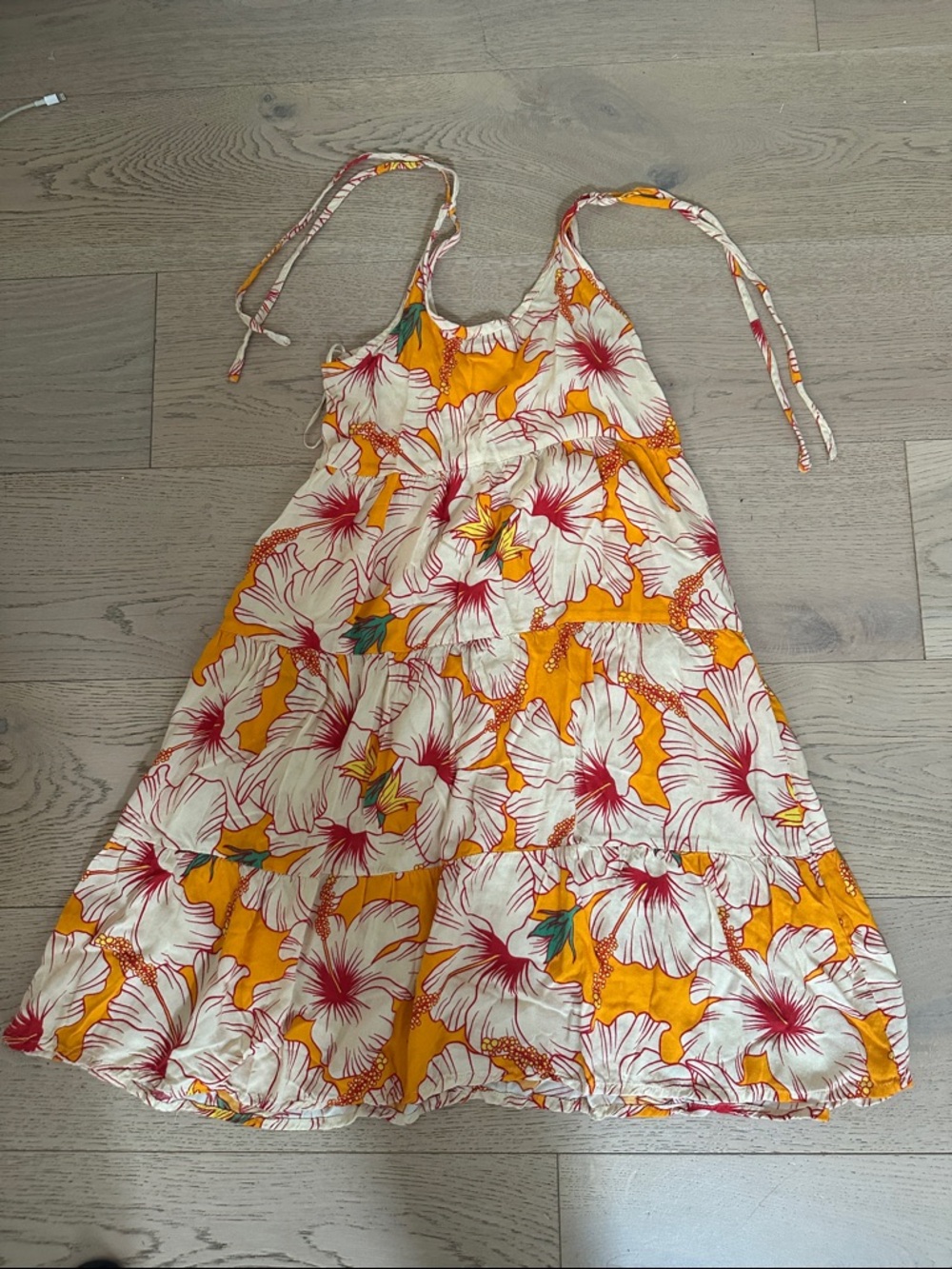 Girls' Yellow Floral Tie-Shoulder Sundress Tahiti